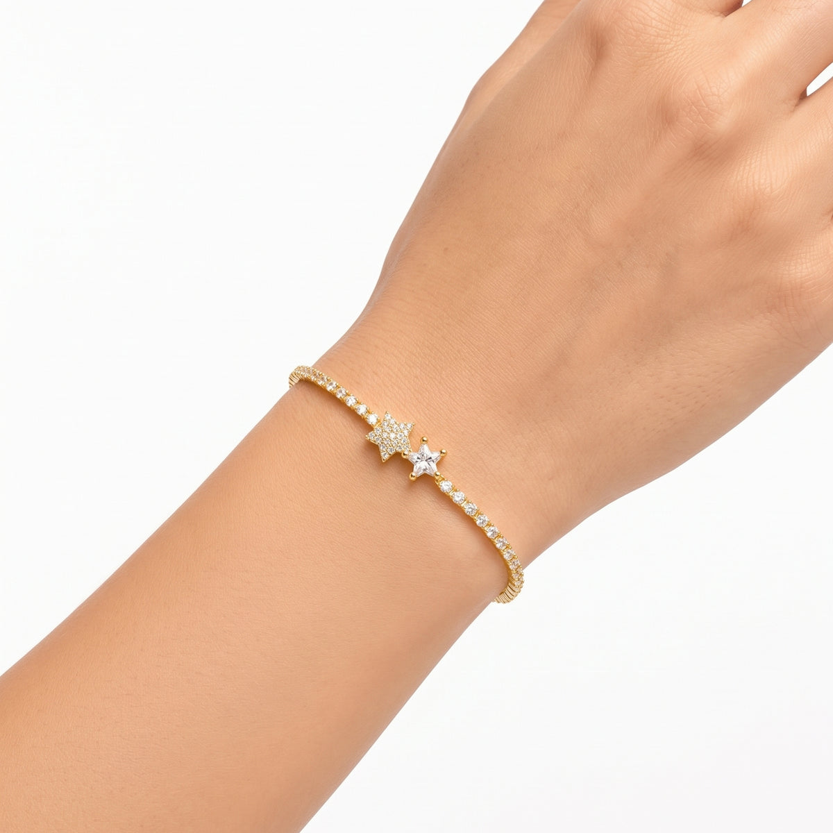 Rhinestone Double Star Bileklik