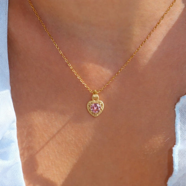 PNDR Zirkon Taşlı Kalp Kolye - İrva Collection