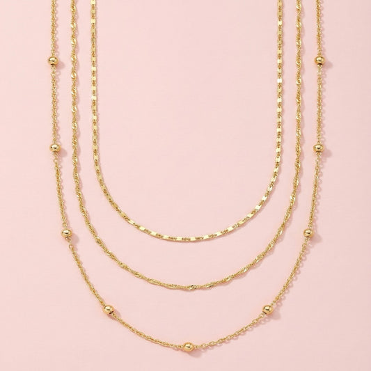 Zincir 3 Katman Kolye Set