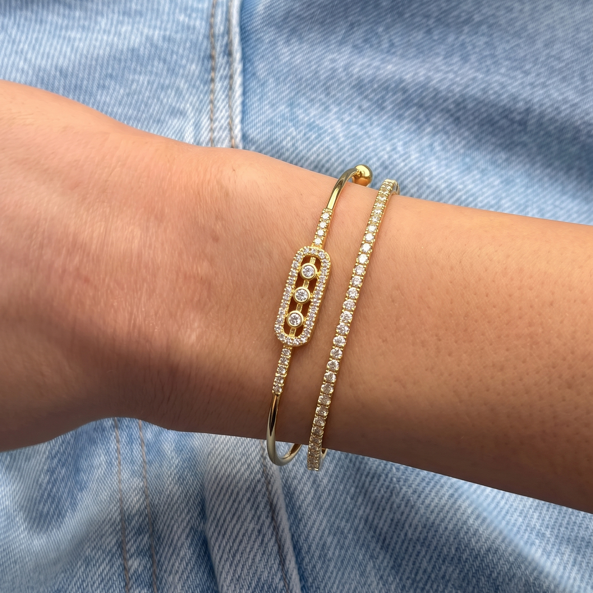 Zirkon Taşlı Aura 14K Kelepçe
