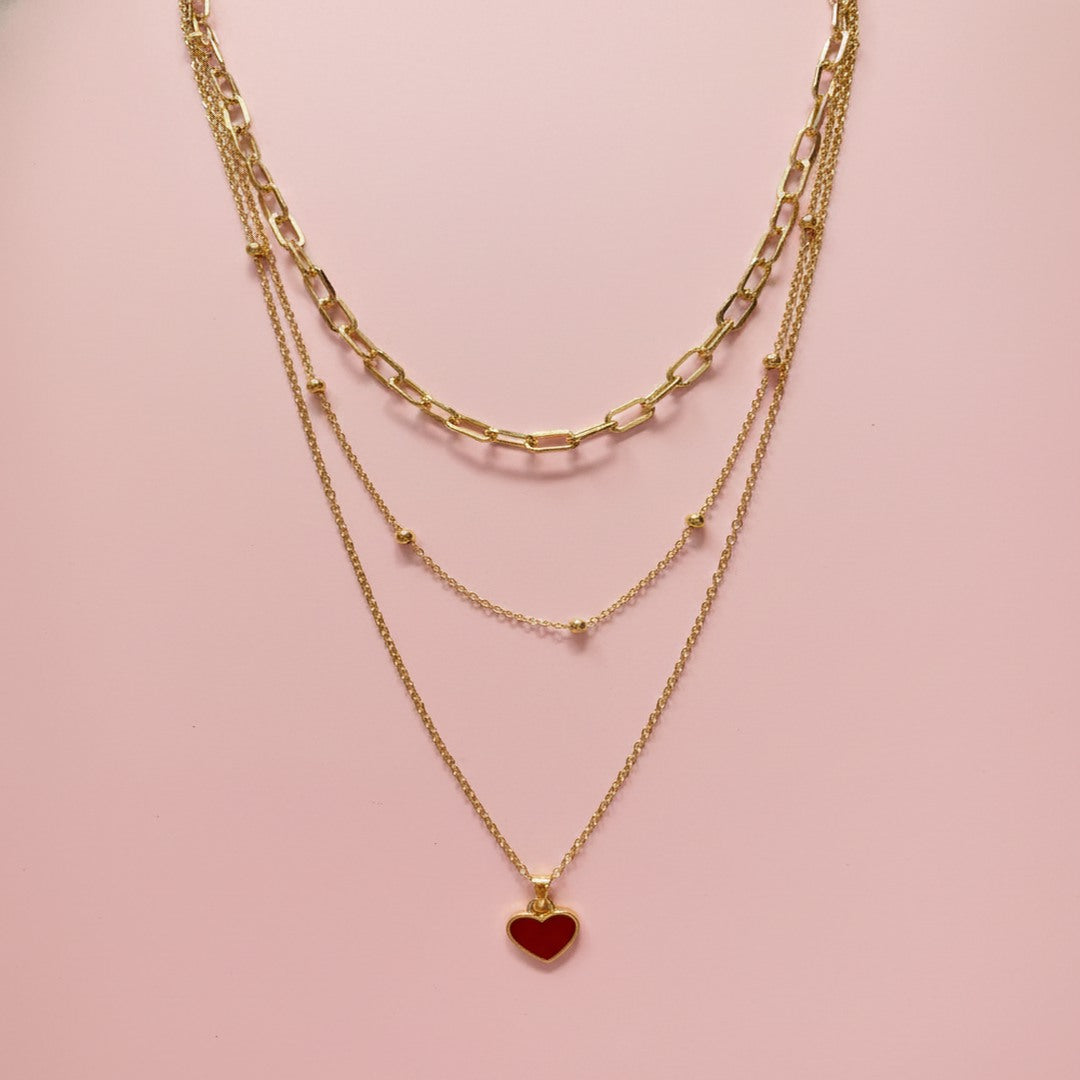 Kırmızı Kolye Kombin Set