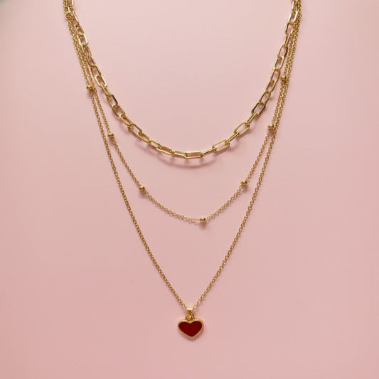 Kırmızı Kolye Kombin Set