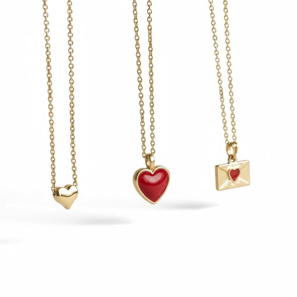 Kalp Üçlü Kolye Seti