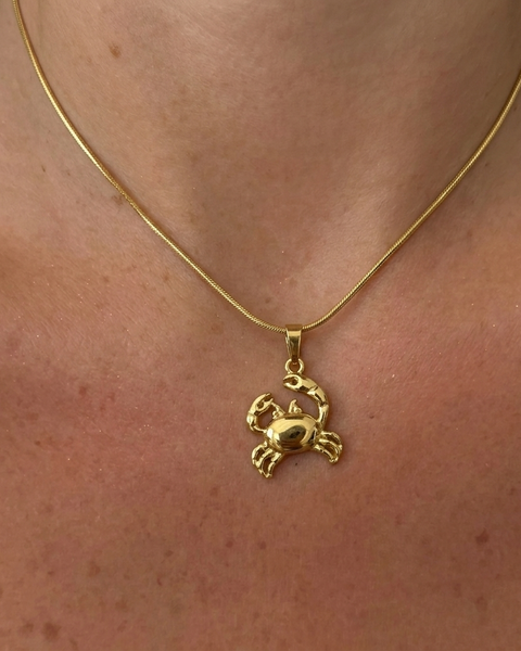 Gold Yengeç Kolye from İrva Collection featuring a detailed crab pendant on a delicate chain.