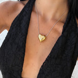 İki Renkli Bombeli Kalp Kolye - İrva Collection