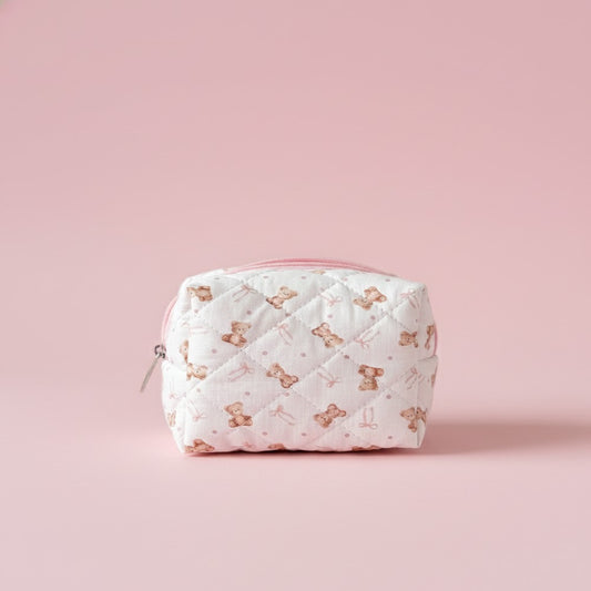 Pembe Ayıcıklı Küçük Boy Makyaj Çantası