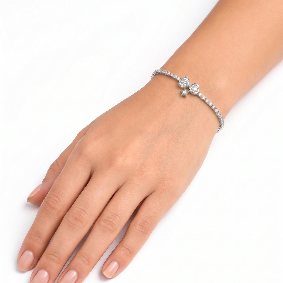 Rhinestone Double Heart Bileklik