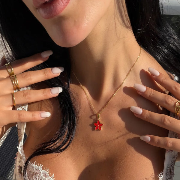 Kırmızı Çiçek Kolye - İrva Collection