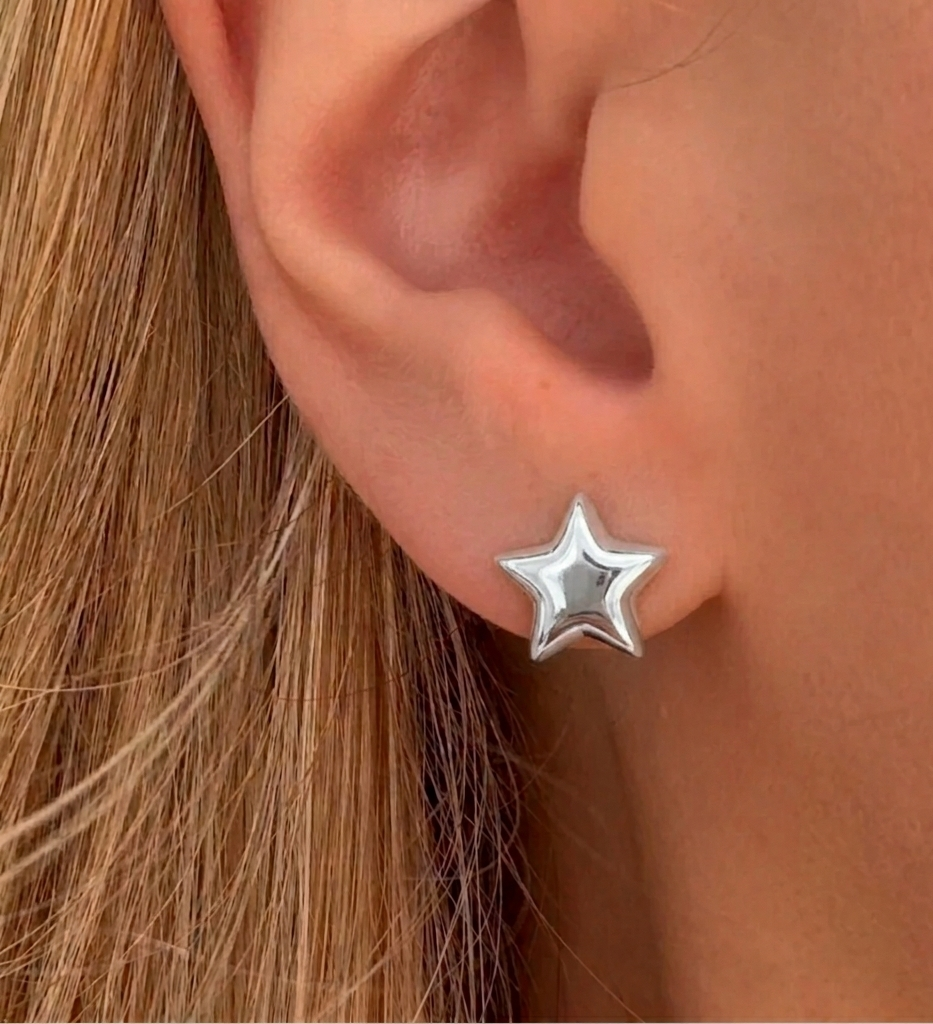 Stainless steel I AM STAR earrings from İrva Collection featuring star-shaped design, stylish jewelry for everyday wear.