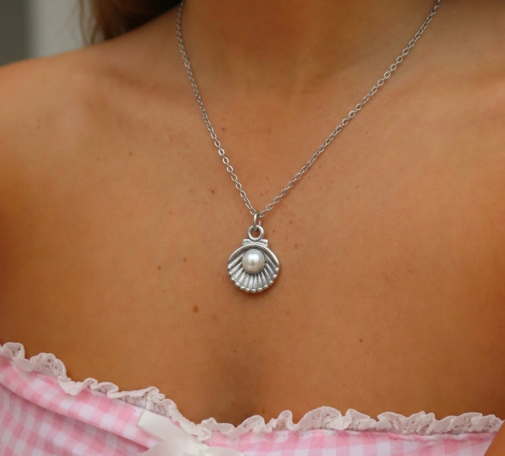 İrva Collection Sea Girl Kolye featuring a delicate ocean-themed pendant on a fine chain, showcased on a neutral background.