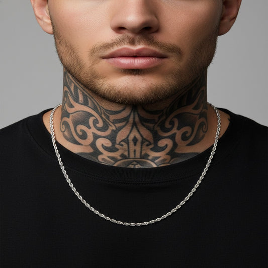 Erkek 60 CM Burgu Zincir Kolye Rodyum Kaplamalı