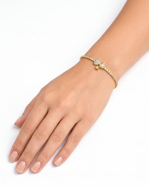 Rhinestone Double Heart Bileklik