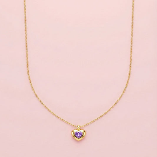 Parlak Taş Kalp Kolye