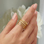 Vintage Çizgili yüzük by İrva Collection featuring a classic striped design on a silver band, close-up view.