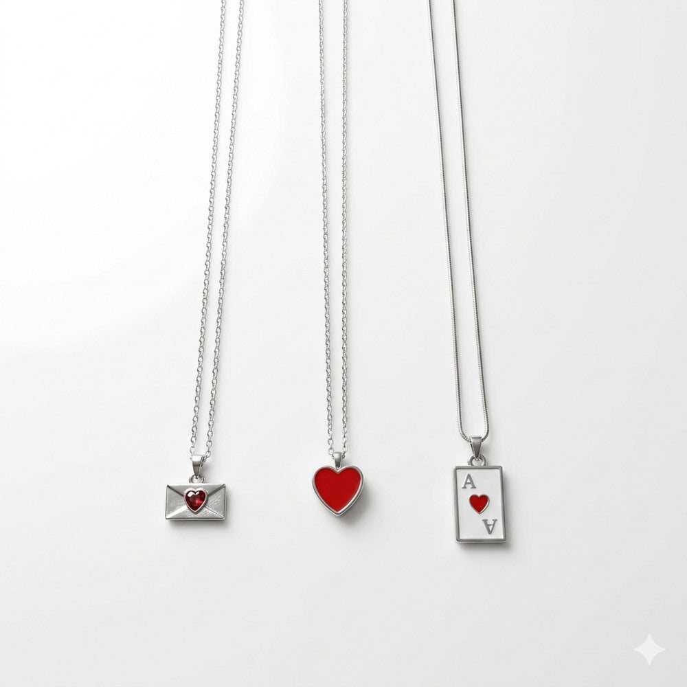 Mektup Zarfı As Plaka Üçlü Kolye Seti