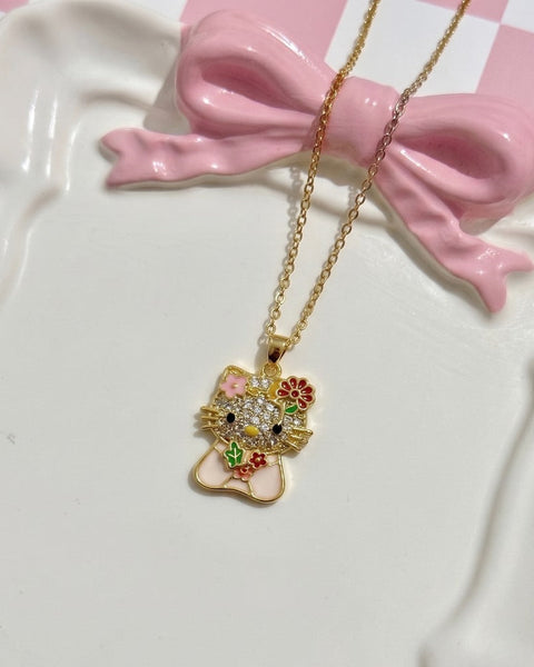 Taşlı Hello Kitty Kolye