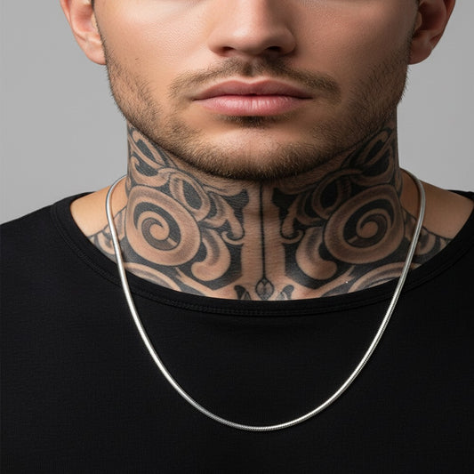 Erkek 60 CM Yılan Zincir Kolye Rodyum Kaplamalı