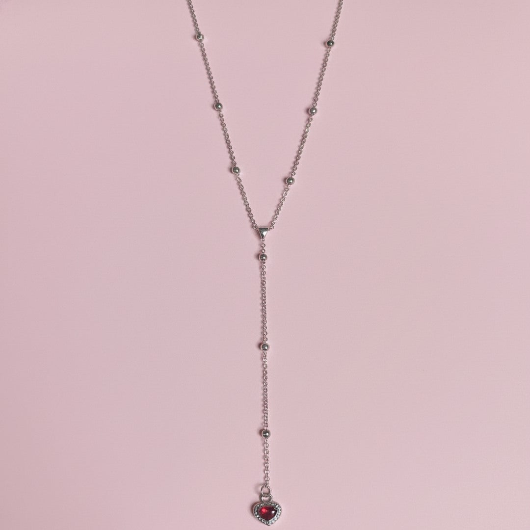 Kırmızı Kalp Y Kolye