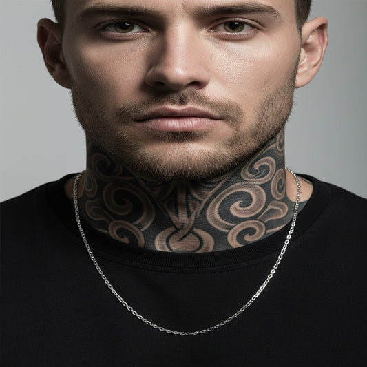 Erkek 60 CM ince Zincir Kolye Rodyum Kaplamalı