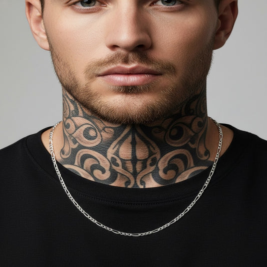 Erkek 60 CM Figaro Zincir Kolye Rodyum Kaplamalı