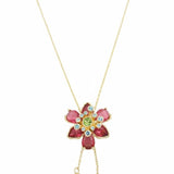İrva Collection İdyllia Kolye featuring a delicate silver chain with a floral pendant, elegant jewelry for women.