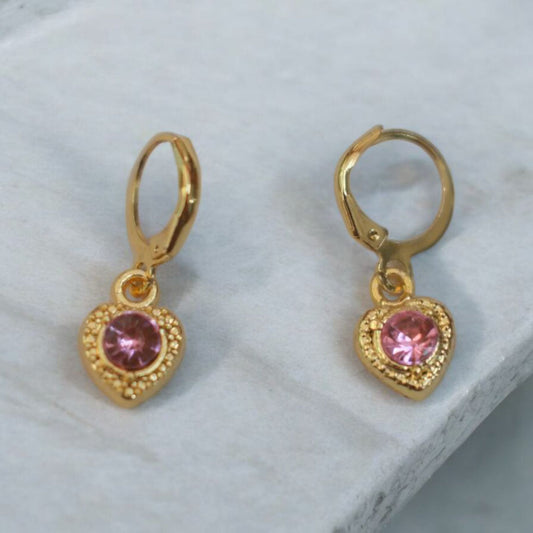 Pembe Kalp Sallantılı Küpe
