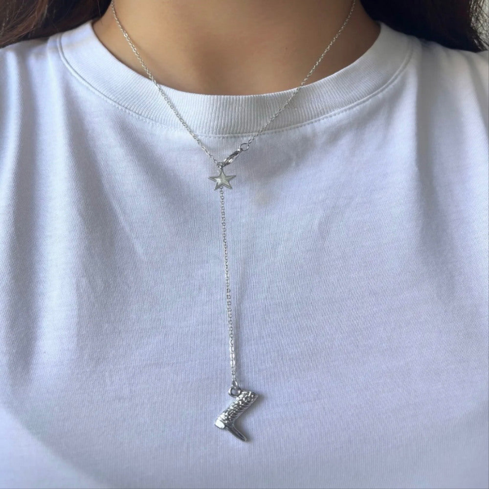 Çelik Kovboy Girl Y Kolye - İrva Collection