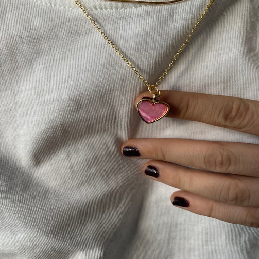 Pembe Kalp Kolye