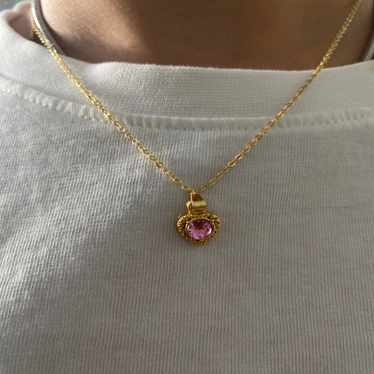 PNDR Model Pembe Taşlı Kalp Kolye