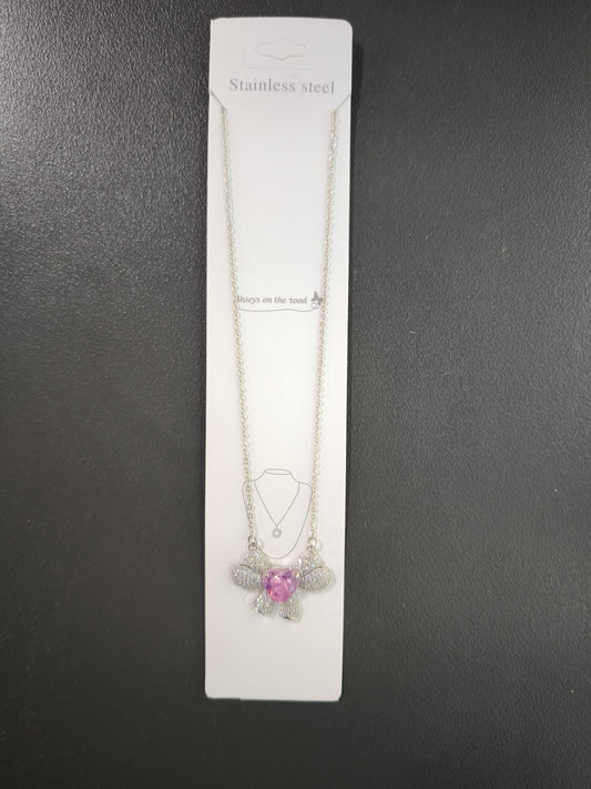 Silver Taşlı Fiyonk Kolye