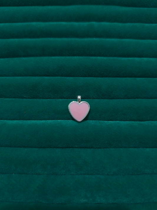 Silver Pembe Kalp Charm