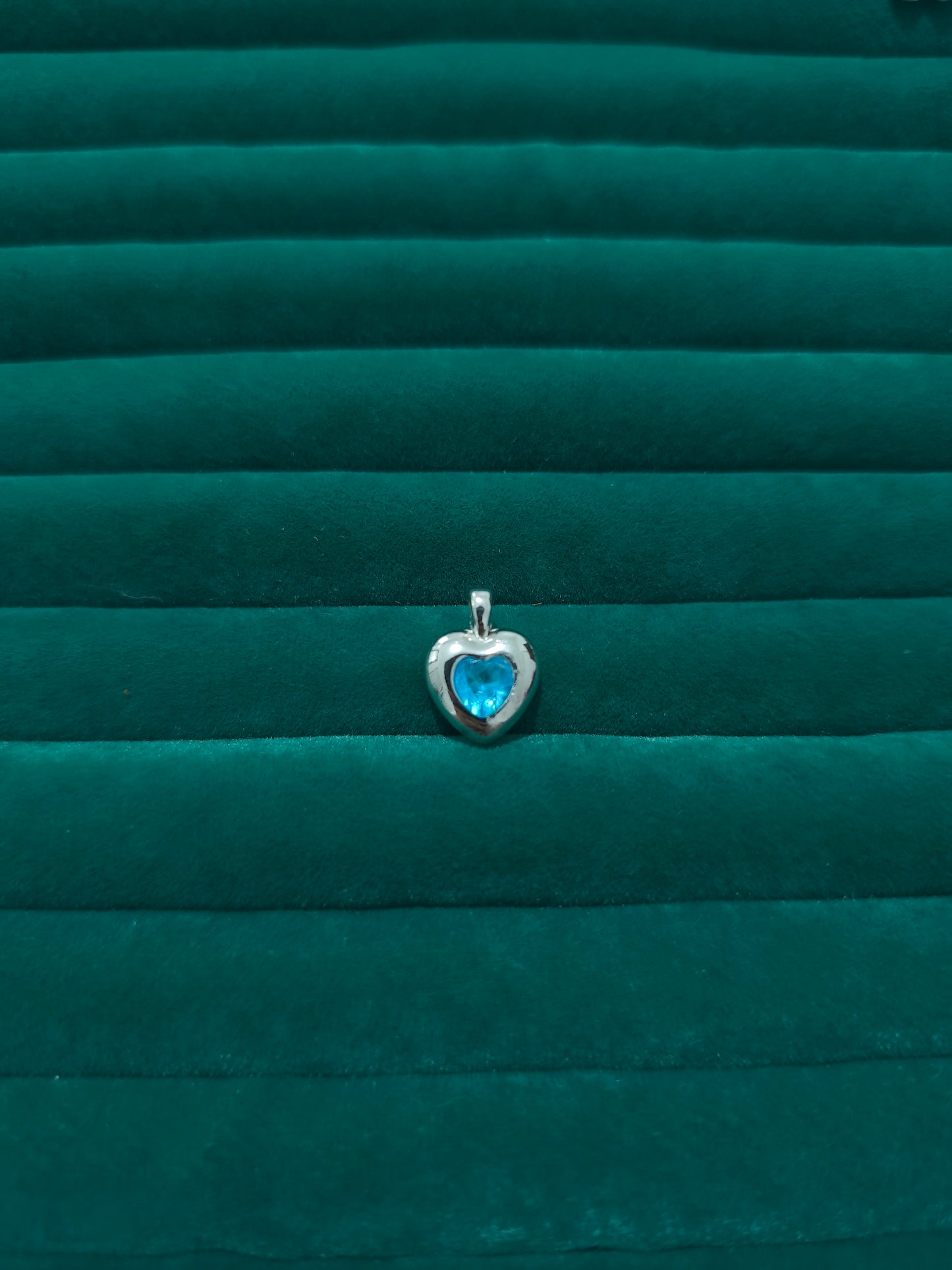 Silver Mavi Kalp Charm