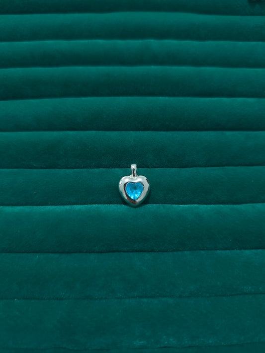 Silver Mavi Kalp Charm