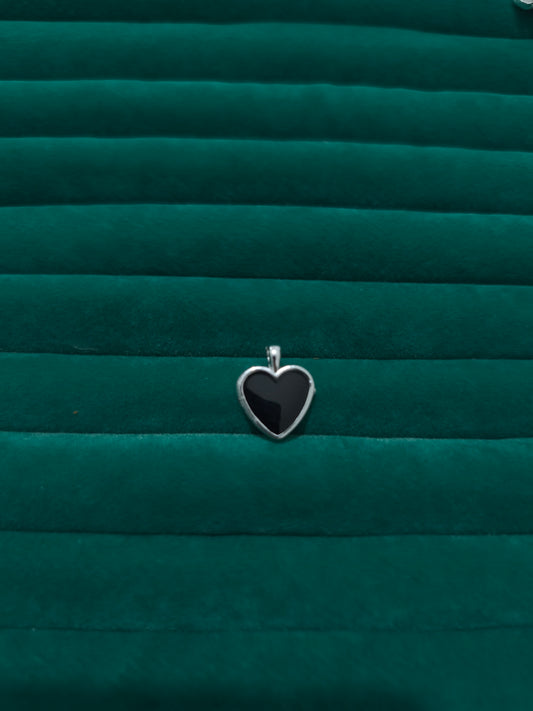 Silver Siyah Kalp Charm