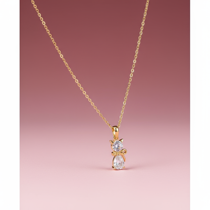 Zirkon Taşlı Kedi Kolye