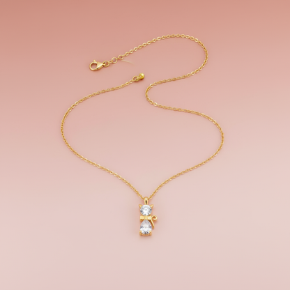 Zirkon Taşlı Kedi Kolye