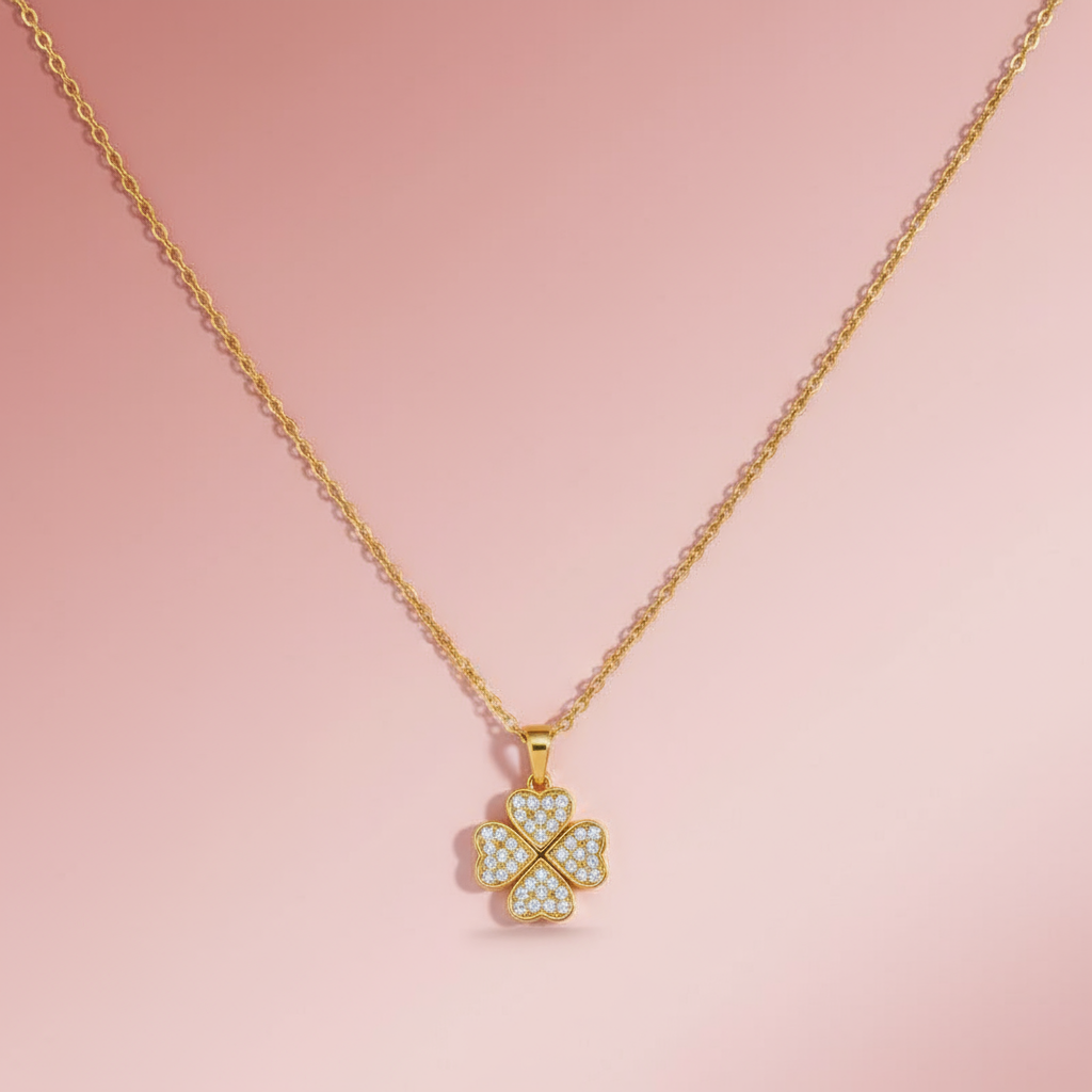 Zirkon Taşlı Yonca Kolye