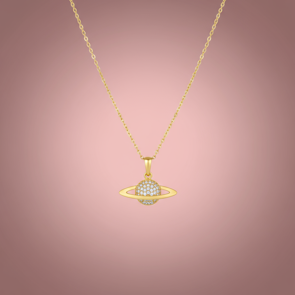 Zirkon Taşlı Gezegen Kolye