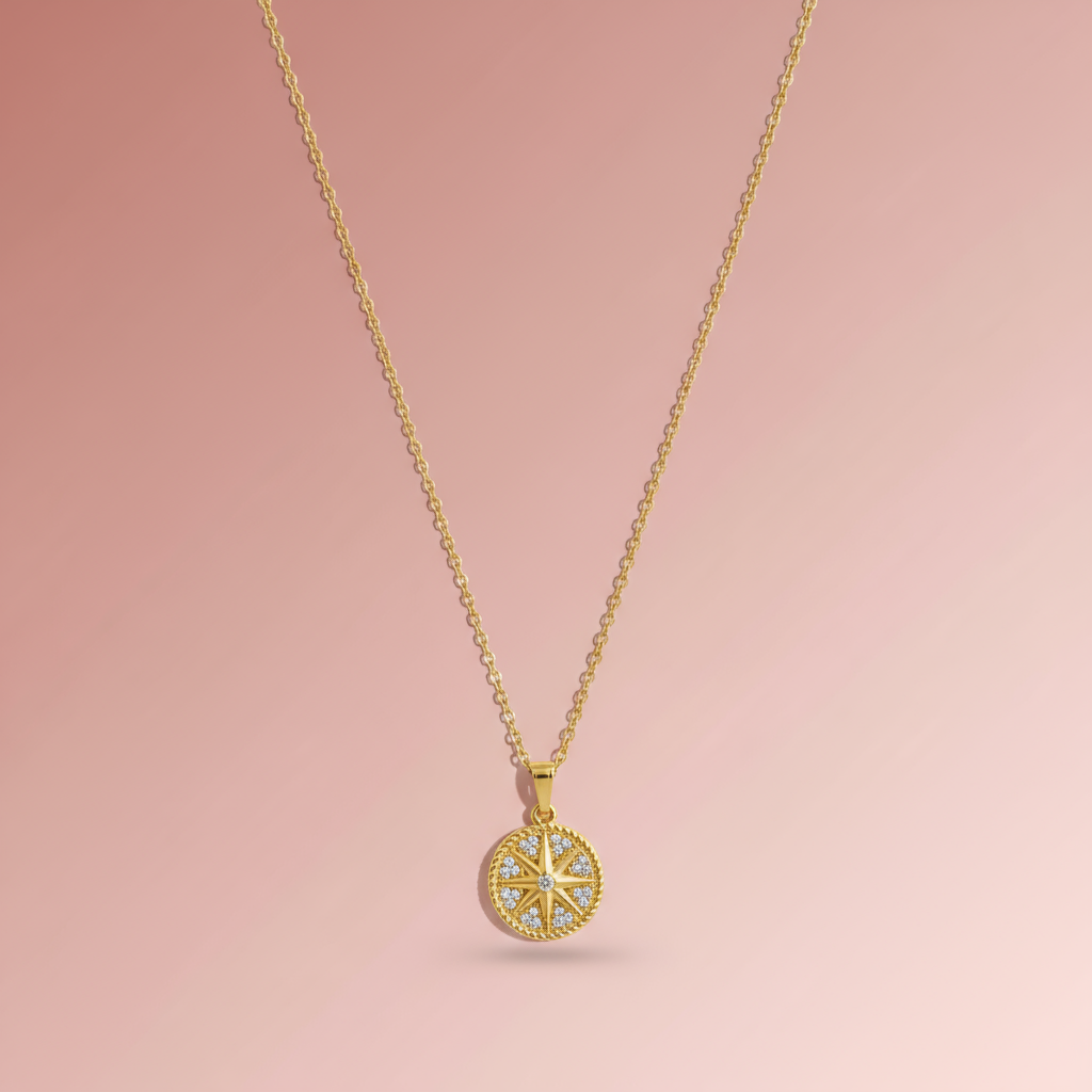 Zirkon TaşlıYuvarlak Yıldız Kolye