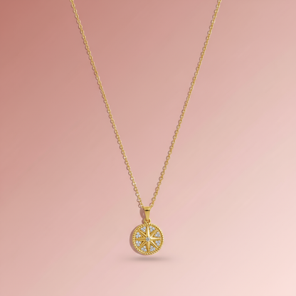 Zirkon TaşlıYuvarlak Yıldız Kolye