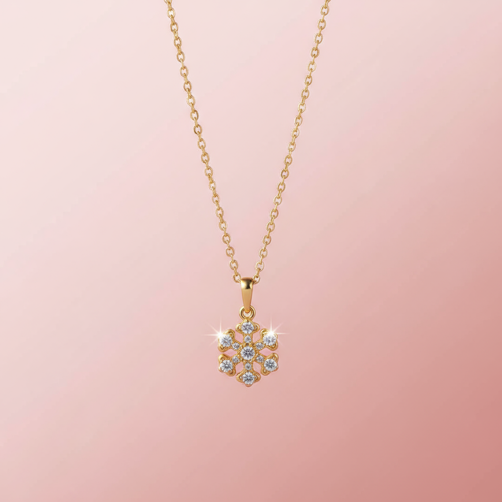 Zirkon Taşlı Kar Tanesi Kolye