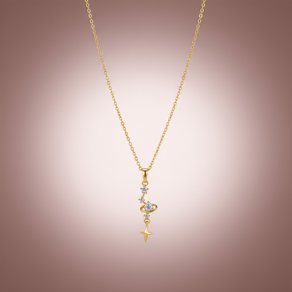 Zirkon Taşlı Sallantılı Yıldız Kolye