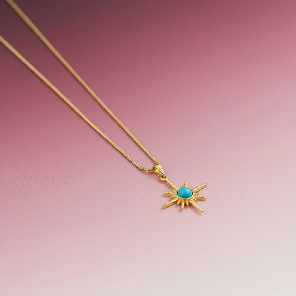 Mavi Detaylı Kutup Yıldızı Kolye