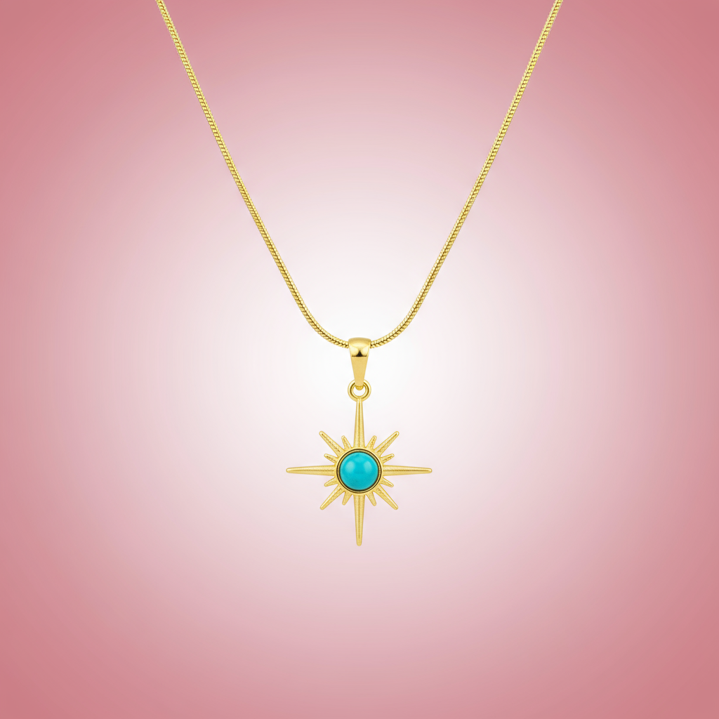 Mavi Detaylı Kutup Yıldızı Kolye