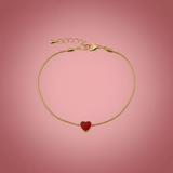 Kırmızı Mineli Kalp Bileklik - İrva Collection
