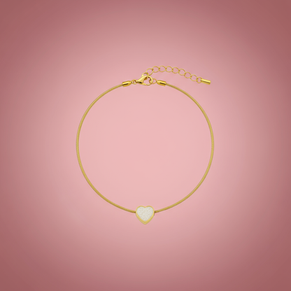 Beyaz Mineli Kalp Bileklik