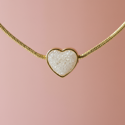 Beyaz Mineli Kalp Bileklik