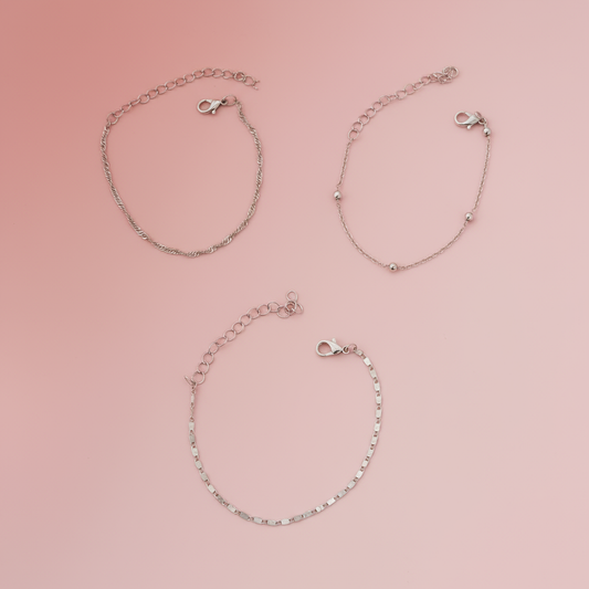 Gümüş 3'lü Bileklik Set