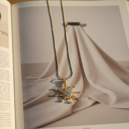 Zirkon Taşlı Güneş Kolye