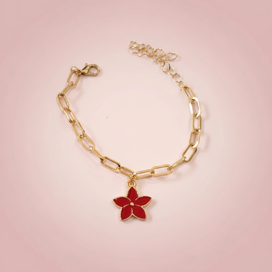 Kırmızı Çiçek Charm Bileklik